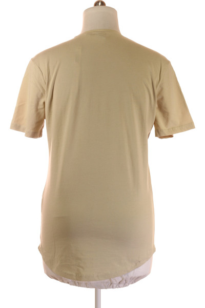Pánské bavlněné tričko ONLY & SONS jednobarevné béžové slim fit