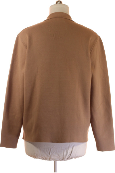 Pánský pulovr v golfovém stylu s límečkem, hladký béžový, na podzim