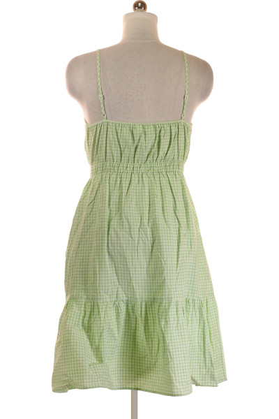 Mintově zelené letní šaty s proužkem a volánem Lascana