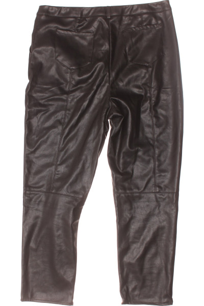 IN THE STYLE Rovné koženkové kalhoty černé s kapsami na zip