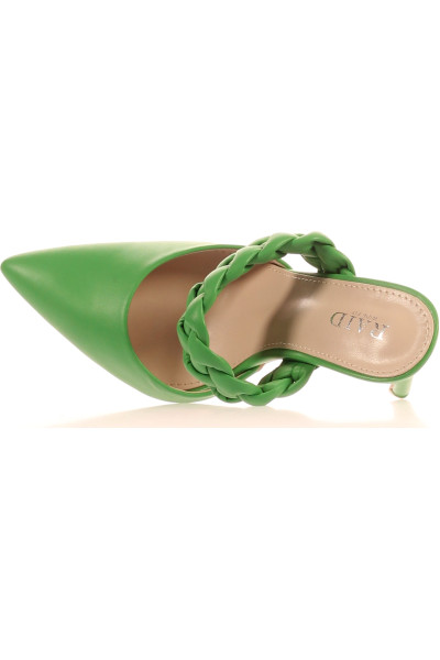 Koženkové pantofle Raid s vysokým podpatkem a pleteným detailem zelené