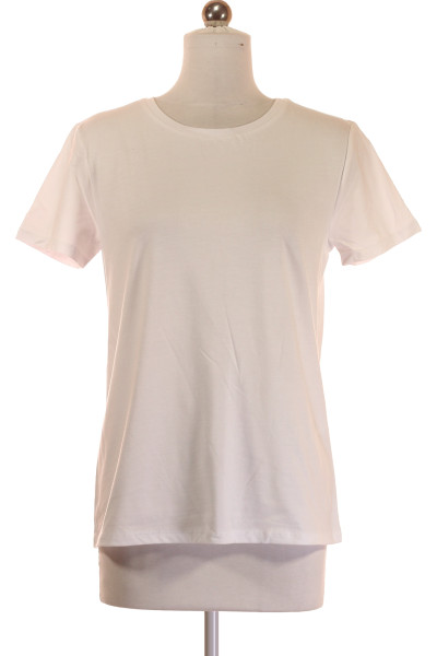 Trendy Basic Tričko Bílé Volný Střih Pro Volný Čas