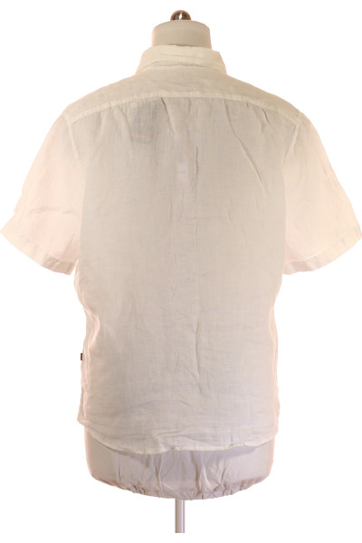 Pánská Košile Jednobarevná Lněná Bílá Hugo Boss Vel. XL