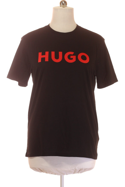 Bavlněné Tričko S Logem Hugo Boss, černé, Elastické, Na Léto