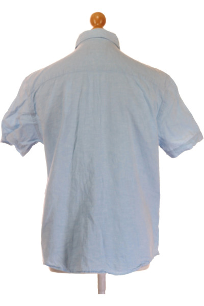 Pánská Košile Jednobarevná Lněná Modrá MC NEAL Vel. L