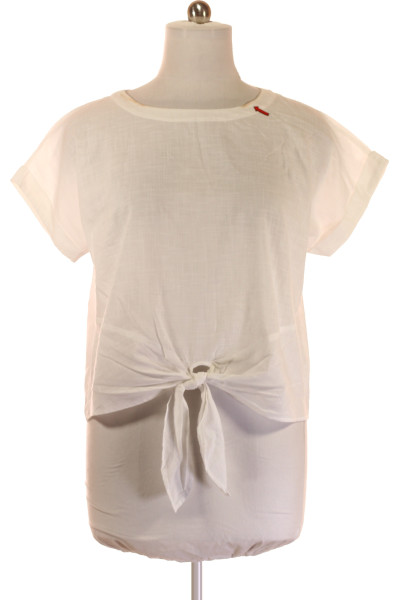 Christian Berg bílé dámské tričko s uzlem a texturou