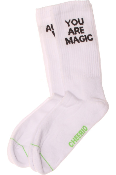 MagicSport Pohodlné Bílé Sportovní Ponožky S Nápisem