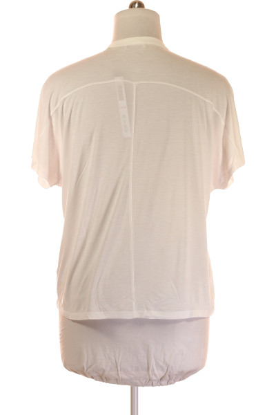 Viskózové bílé letní tričko s límečkem Marc O´Polo, volný střih