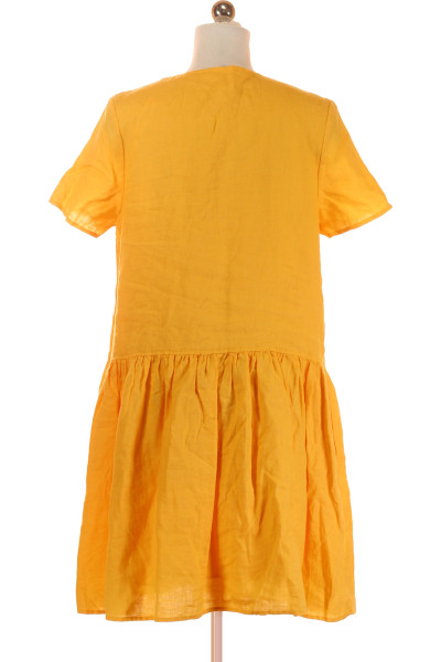Letní  Šaty Lněné Žluté