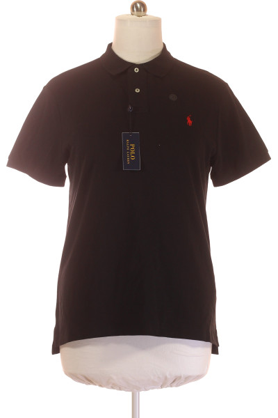 Ralph Lauren Bavlněné Polo Tričko S Límečkem Černé Slim Fit Pánské