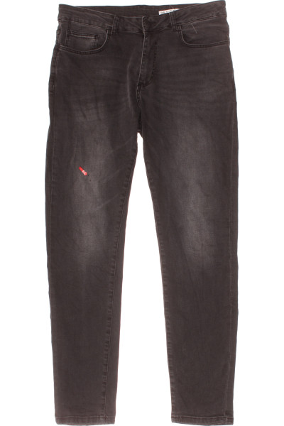 Pánské rovné džíny REVIEW s elastanem, tmavě šedé, pro volný čas