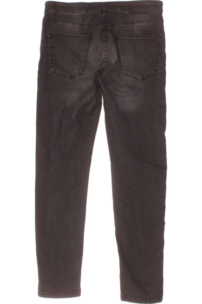 Pánské rovné džíny REVIEW s elastanem, tmavě šedé, pro volný čas