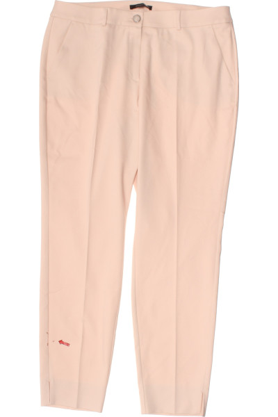 Elegantní Bavlněné Slim Kalhoty COMMA, Pudrově Růžové Pro Jaro