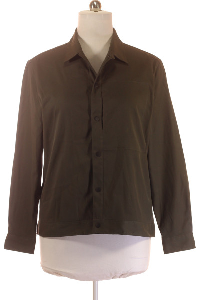 Přechodová bunda MANGO pro muže, lehká, černá, hladká, polyester