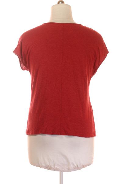 Ležérní červené lněné tričko s vrstveným efektem Christian Berg