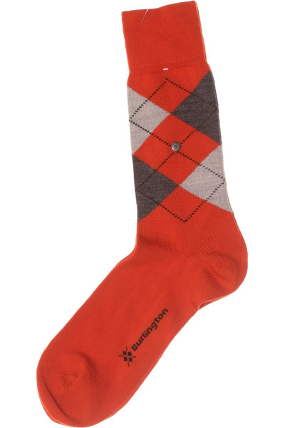 Burlington Styl Argyle Volnočasové Ponožky Červeno-Šedé, Unisex