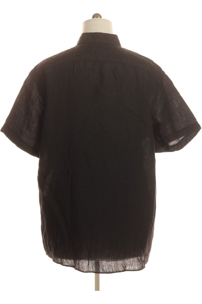 Pánská Košile Jednobarevná Lněná Černá