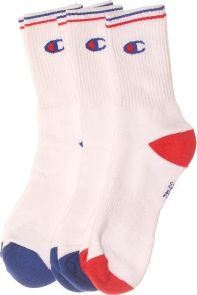 Unisex Sportovní Ponožky Komfort S Pruhy A Logem - Bílo-Červeno-Modré