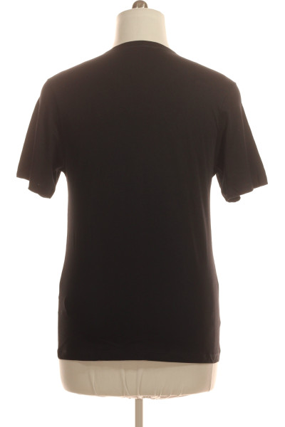 Jednoduché Pánské Tričko s Krátkým Rukávem Bavlněné Černé Hugo Boss