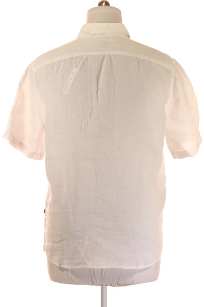 Pánská Košile Jednobarevná Lněná Bílá Vel.  XL