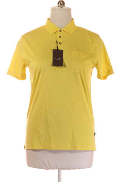 Pánské Tričko S Krátkým Rukávem A  Límečkem Bavlněné Žluté MAERZ