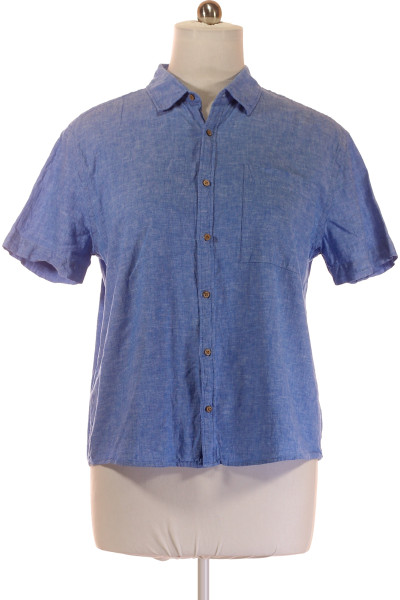 Pánská Košile Lněná Modrá Vel. XL