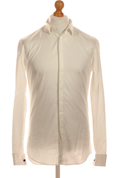 Pánská Košile Jednobarevná Bílá Second Hand Vel. 39/40