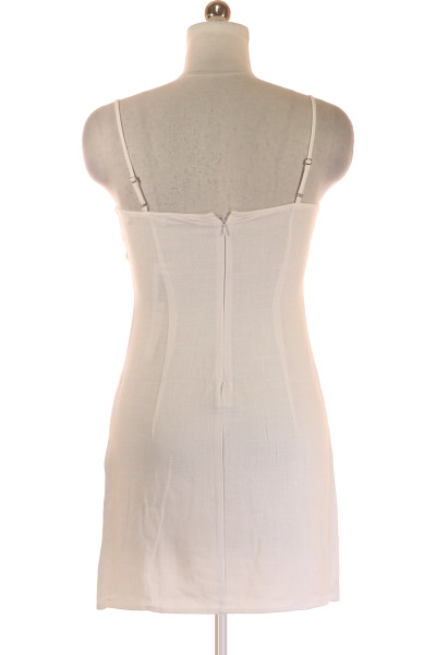 Šaty Bez Rukávů s Ramínky Lněné Bílé REVIEW
