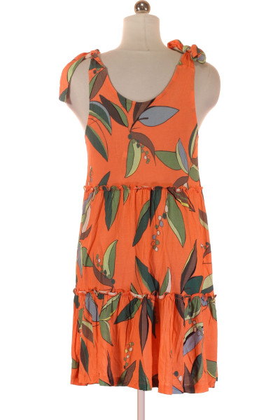  Šaty s Květinovým Potiskem Oranžové S.OLIVER Vel. 36