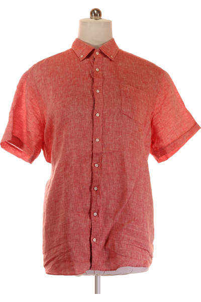 Vzorovaná Pánská Košile Lněná Červená OLYMP