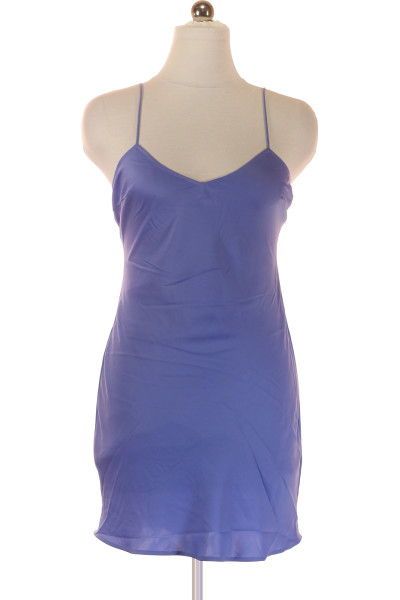 Šaty Bez Rukávů S Ramínky Polyesterové Modré REVIEW