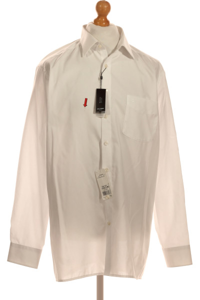 Pánská Košile Jednobarevná Bílá OLYMP Vel. 44