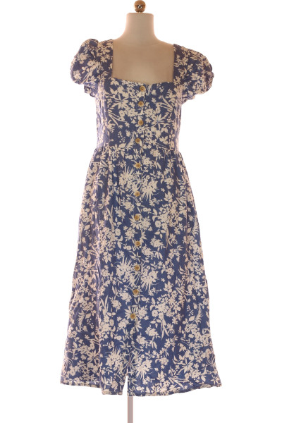 Šaty Lněné Modré Vel.  36