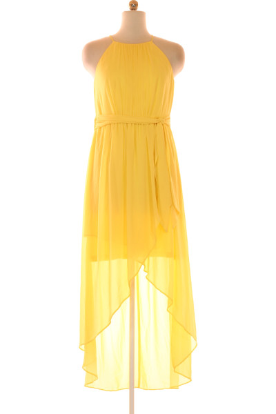  Šaty S Ramínky Žluté Vel.  36