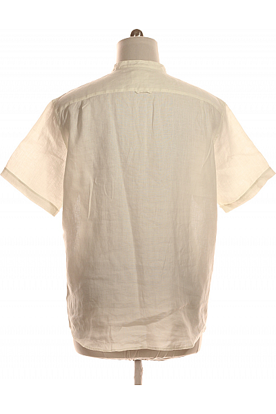 Pánská Košile Jednobarevná Lněná Bílá Outlet Vel. XL