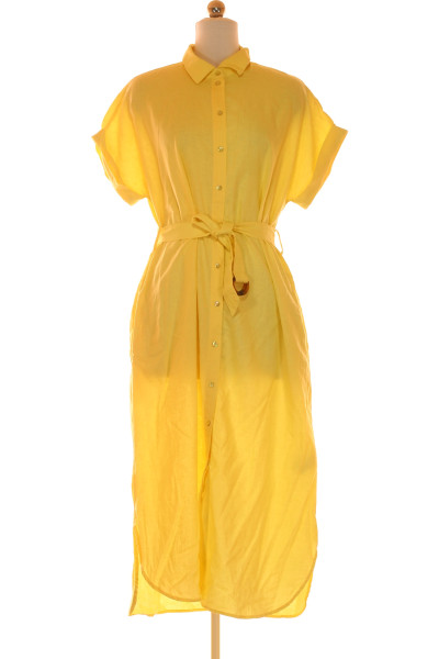 Šaty Lněné Žluté Vel. 38