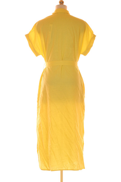 Šaty Lněné Žluté Vel. 38