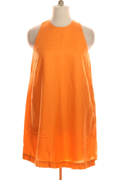 Šaty Lněné Oranžové S.OLIVER Outlet
