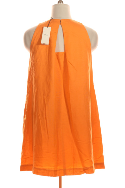 Šaty Lněné Oranžové S.OLIVER Outlet