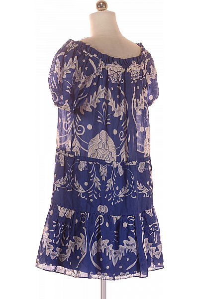  Šaty s Květinovým Potiskem Modré Vel. 34