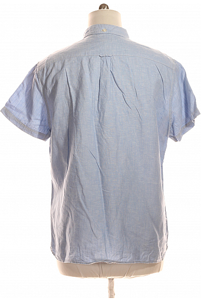 Pánská Košile Jednobarevná Lněná Modrá Vel. XXL