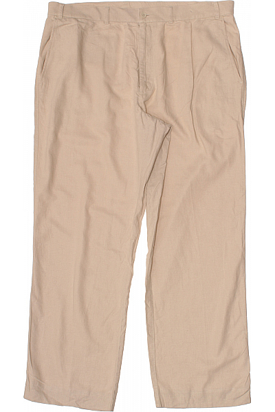 Pánské Kalhoty Letní Lněné Béžové Marks & Spencer