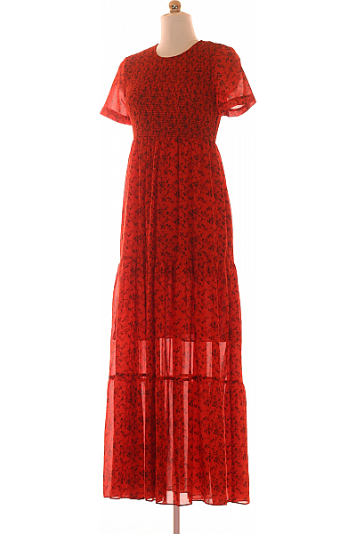  Šaty s Květinovým Potiskem Červené Second hand Vel.  XS