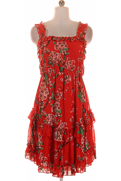  Šaty s Květinovým Potiskem Červené VILA Vel. 38