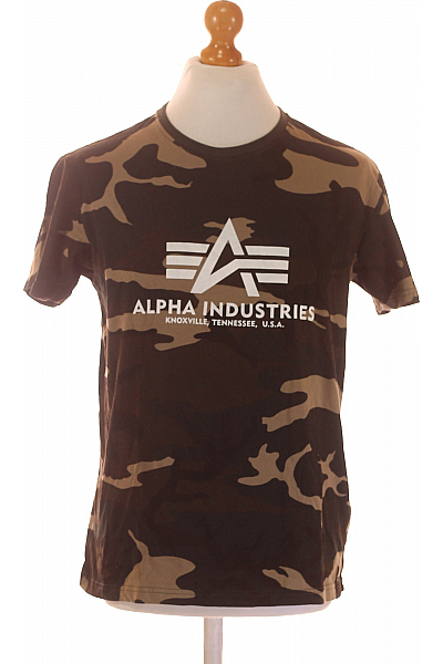 Pánské Tričko S Potiskem Khaki Alpha Industries Vel. L