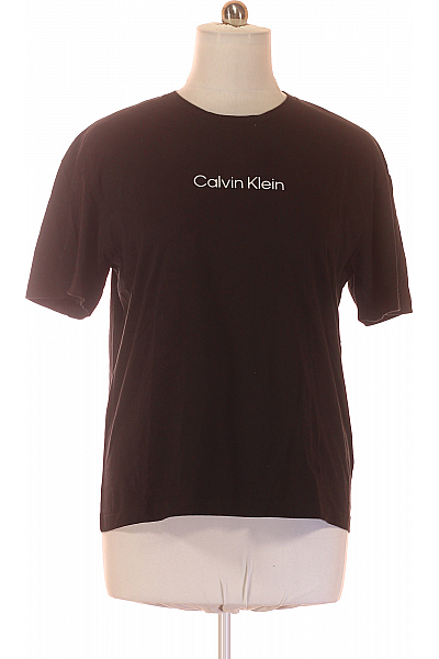 Pánské Tričko s Potiskem Černé Calvin Klein Second hand Vel. XL