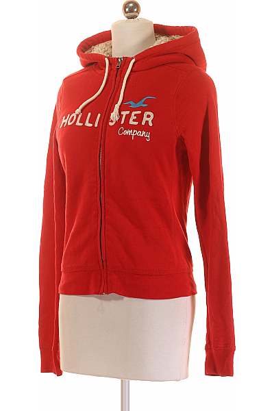 Dámská Mikina Rozepínací Červená Hollister Second hand Vel. S