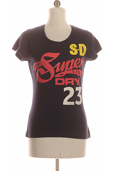 Dámské Tričko S Potiskem Modré SUPERDRY Vel. XS