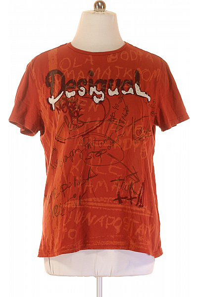 Pánské Tričko S Potiskem Oranžové DESIGUAL Second Hand Vel. XXL