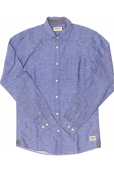 Pánská Košile Lněná Modrá JACK & JONES Vel. S